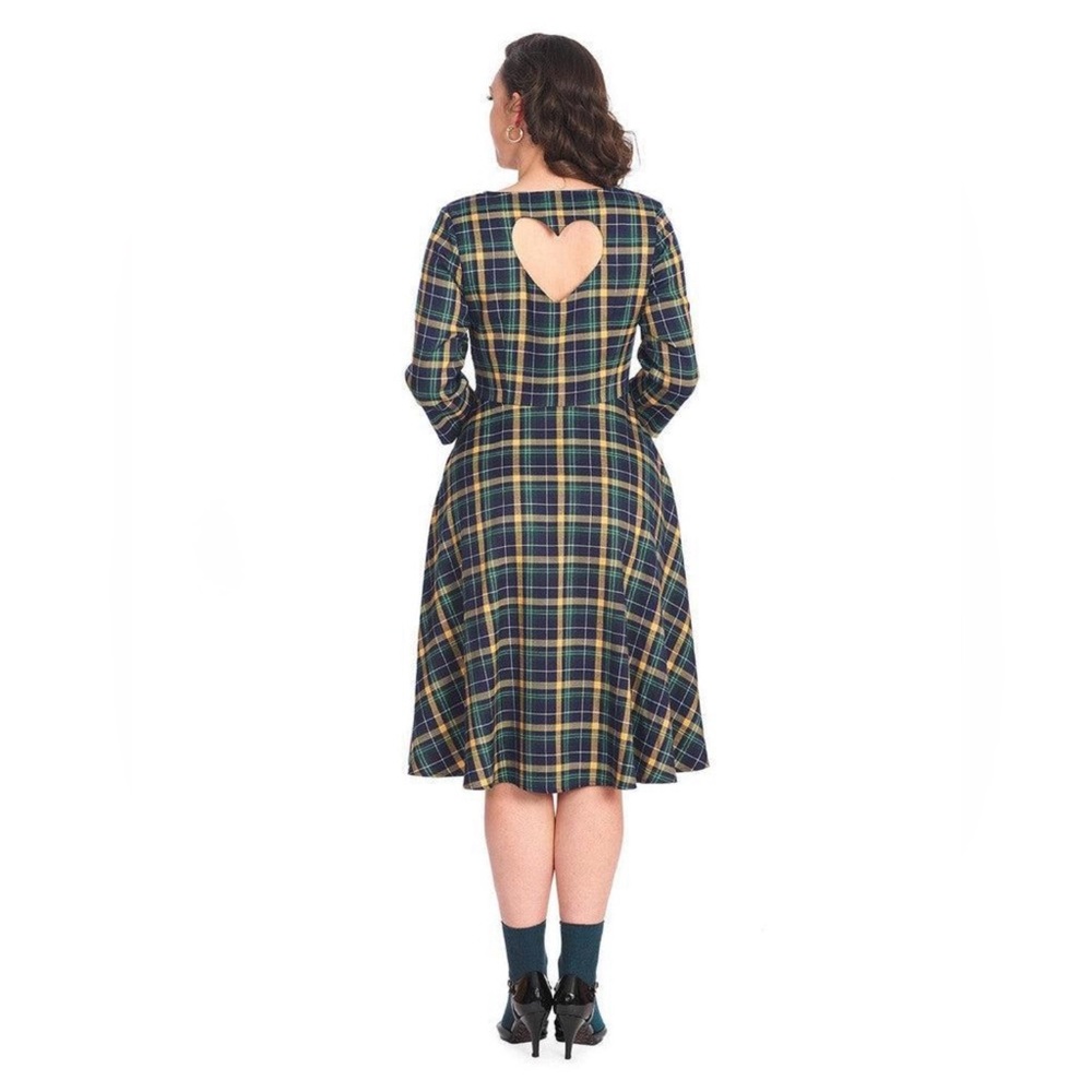Banned Apparel Sweet Joy Heart Plaid Dress, size 2XL